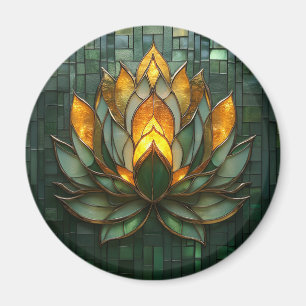 Imán Impresión de mosaico verde de oro de Art Deco