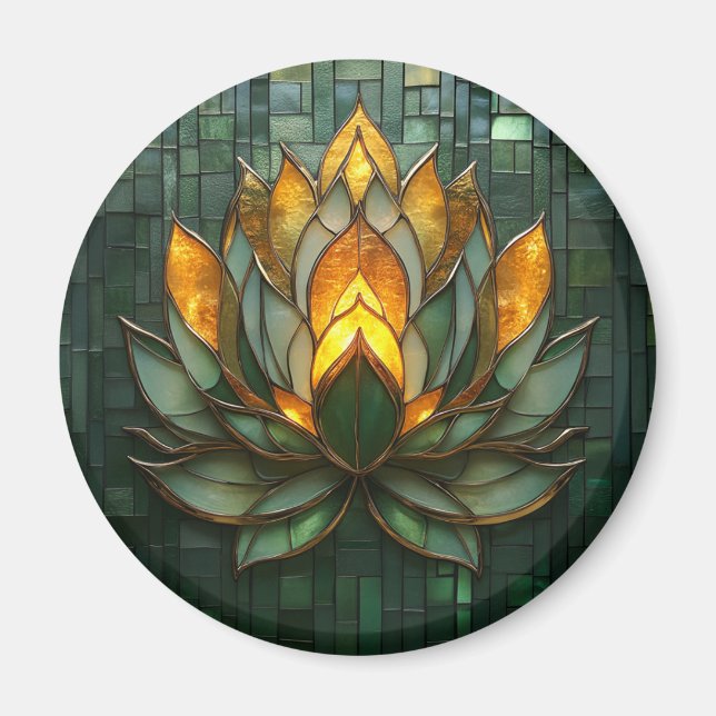 Imán Impresión de mosaico verde de oro de Art Deco (Frente)