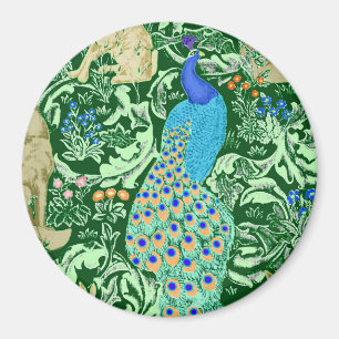 Imán Impresión de pavo real de estilo Art Nouveau, azul