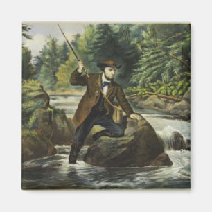 Imán Impresión de pesca de trucha por Currier e Ives