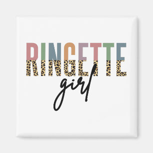 Imán Impresión de Ringette Chica Cheetah   Ringette Pla