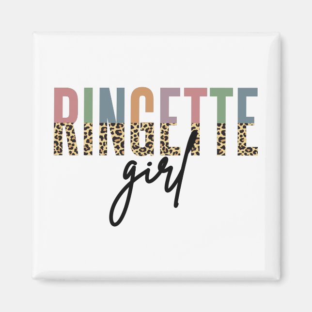 Imán Impresión de Ringette Chica Cheetah | Ringette Pla (Frente)