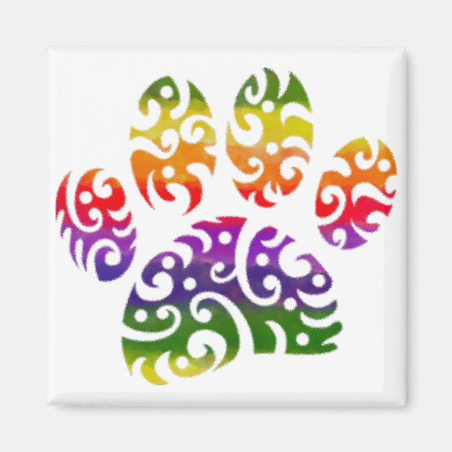 Imán Impresión de tatuaje de garra de perro tribal de c (Frente)