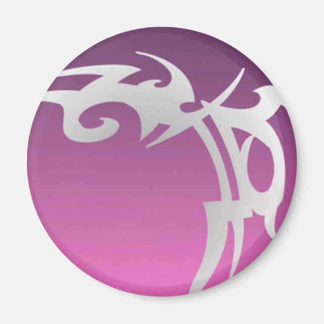 Imán Impresión de tatuajes blancos en gradiente púrpura (Frente)