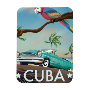 Imán Impresión de viaje retro vintage de Cuba