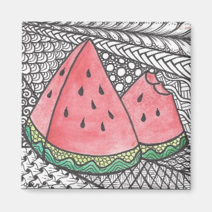 Imán Impresión del dibujo de la sandía del Doodle en 