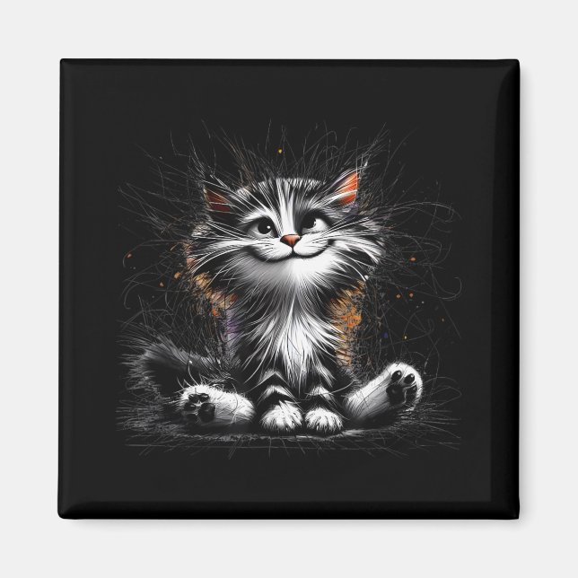Imán Impresión divertida de gatos (Frente)