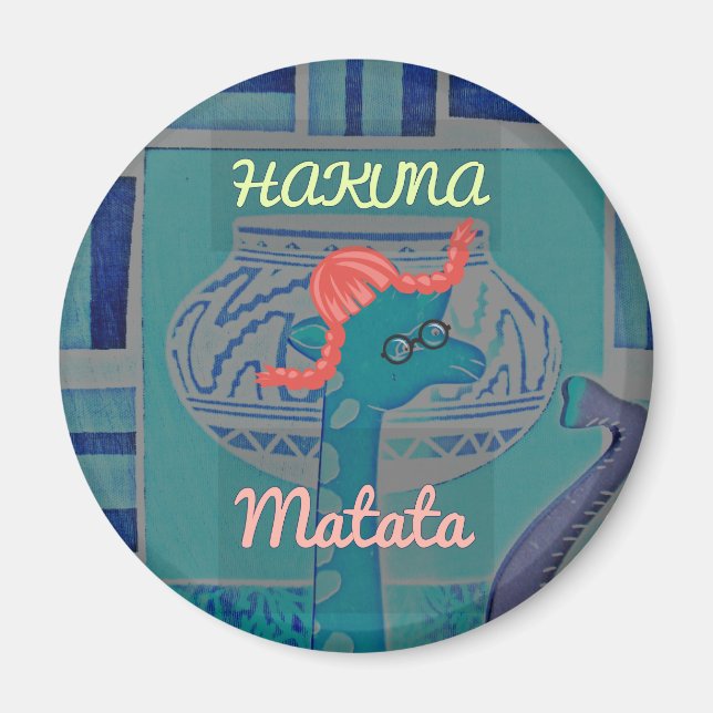 Imán Impresión divertida de una jirafa africana (Frente)