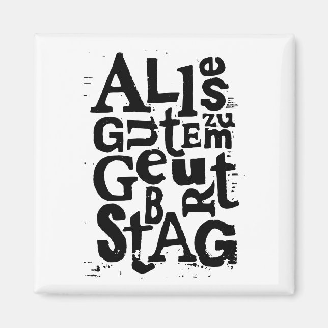 Imán Impresión en chino alemán "Feliz cumpleaños" (Frente)