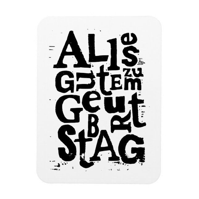 Imán Impresión flexible de Lino "Feliz Cumpleaños" alem (Vertical)