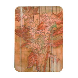 Imán Impresión floral Naranja moderna en segundo plano