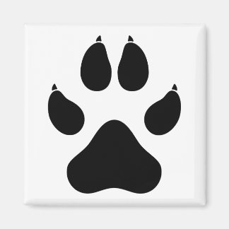 Imán Impresión realista de la hoja de Wolf Paw - Negro
