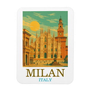 Imán Impresión retro de viaje de la Vieja Milán Italia