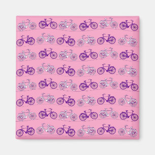 Imán Impresión rosada y púrpura bonita de las bicis d