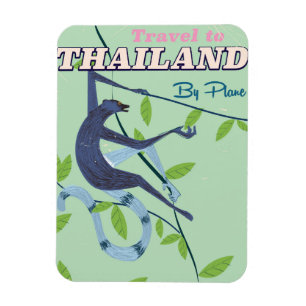 Imán Impresión vintage de viaje de mono de Tailandia