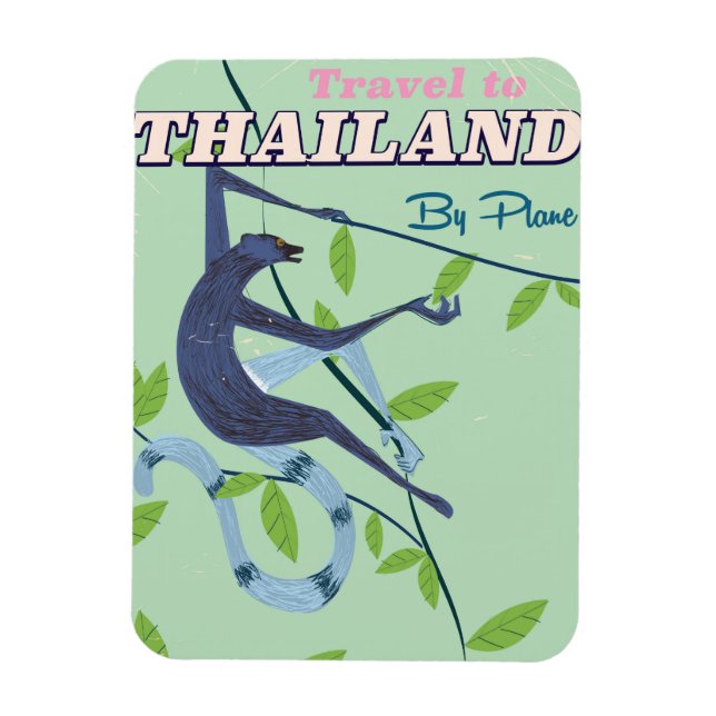 Imán Impresión vintage de viaje de mono de Tailandia (Vertical)