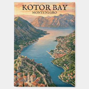 Imán Impresionante Bahía de Kotor Montenegro Viaje Vint