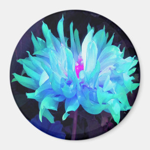 Imán Impresionante Dahlia de Cactus Azul Acuático y Ver