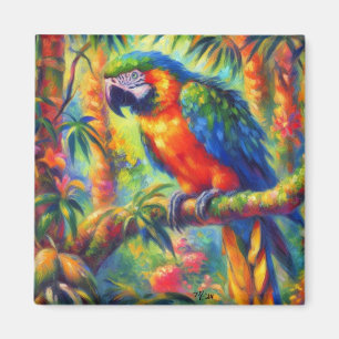 Imán Impresionante Loro Tropical Pájaro Azul Verde