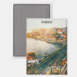 Imán Impresionante pintura al petróleo de Porto Portuga