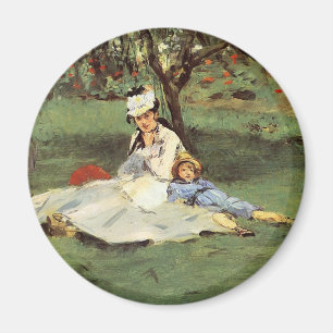 Imán Impresionante pintura de jardín familiar francés M