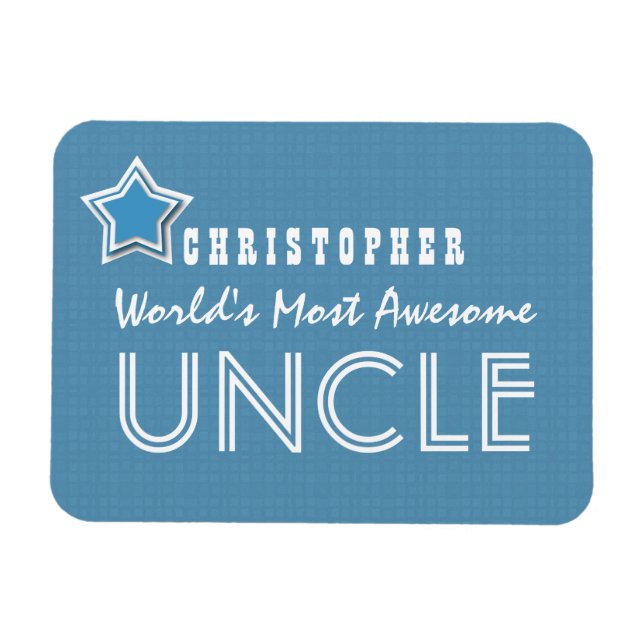 Imán Impresionante TÍO Azul blanco con estrella y nombr (Horizontal)