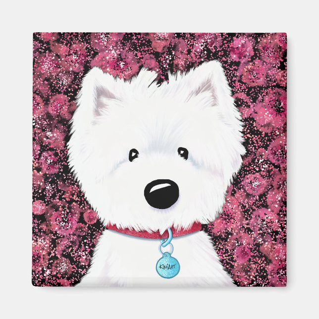 Imán Impresiones de KiniArt Westie Floral (Frente)