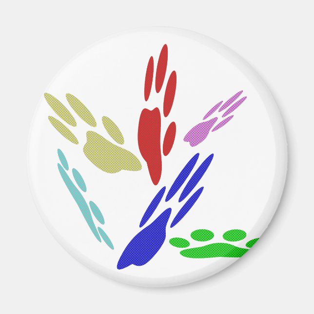 Imán Impresiones de pata de perro con puntos de polka (Frente)