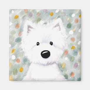 Imán Impresiones de Westie esponjoso de KiniArt
