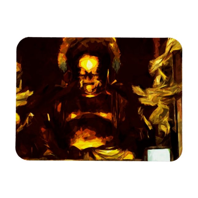 Imán Impresionismo abstracto del Buda de Oro Kyoto Japó (Horizontal)