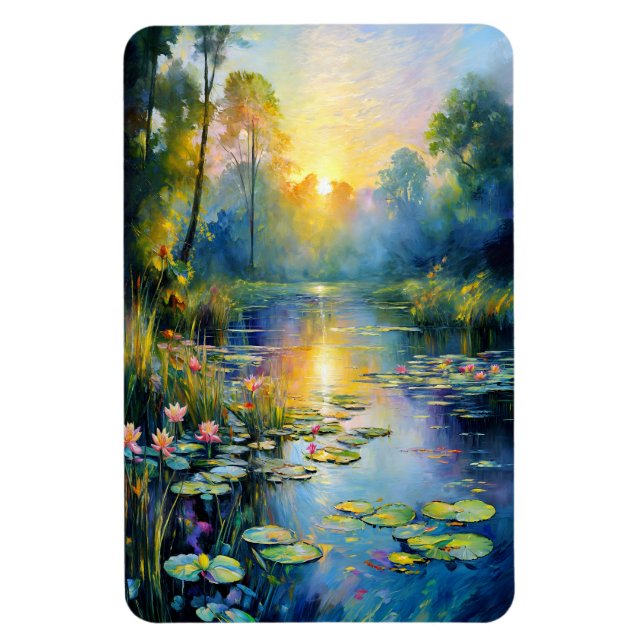 Imán Impresionista de inspiración monetizada Lily Pond (Vertical)