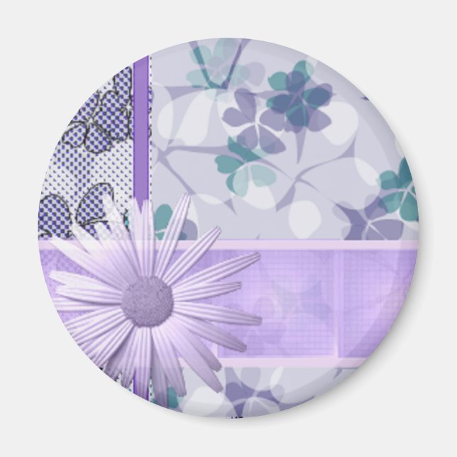Imán impreso en flor morada (Frente)