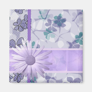 Imán impreso en flor morada