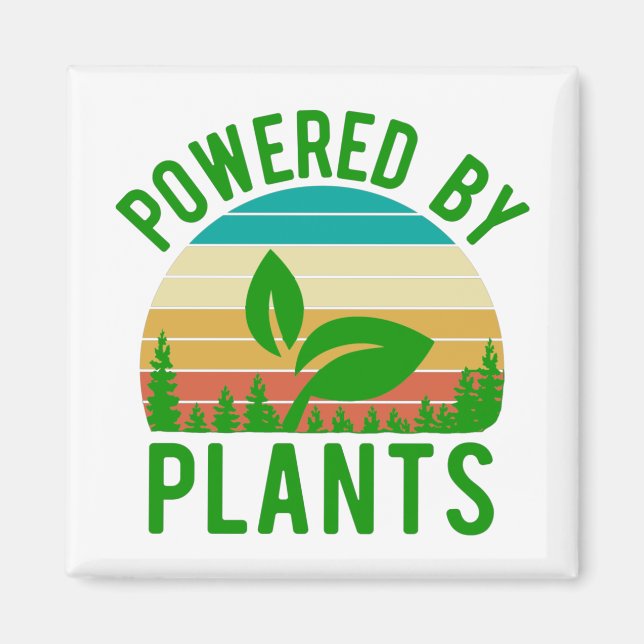 Imán Impulsado Por Plantas Divertido Atardecer Verde Ve (Frente)