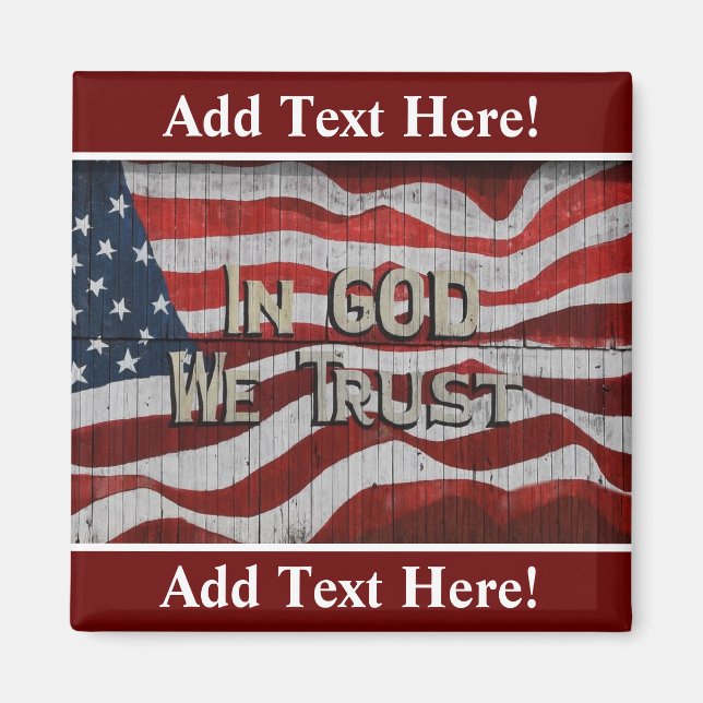 Imán In God We Trust Rustic Barn Board American Flag (Frente)