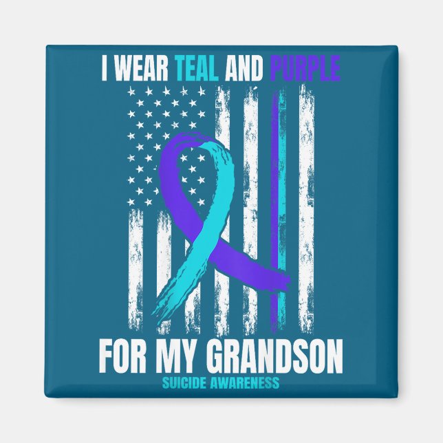 Imán In Memory Of My Grandson Suicide Awareness Flag Ba (Frente)