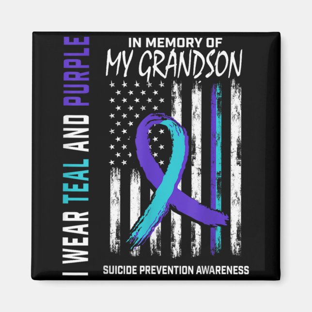 Imán In Memory Of My Grandson Suicide Awareness Prevent (Frente)