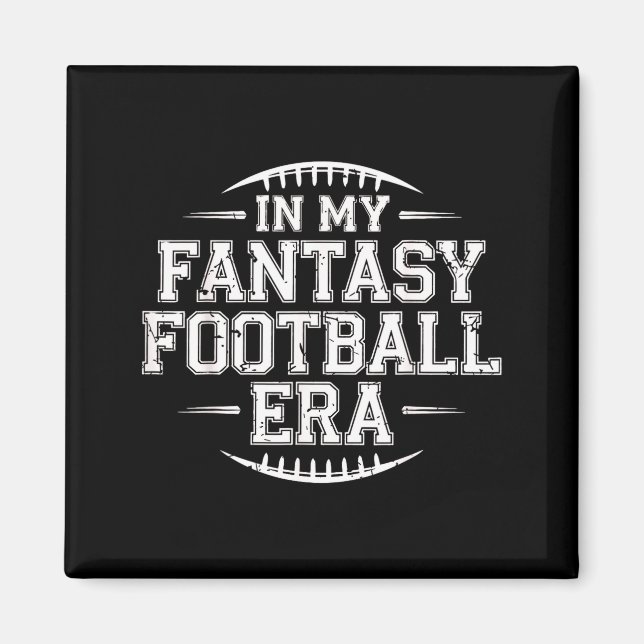 Imán In My Fantasy Football Era Retro Groovy Who Love F (Frente)