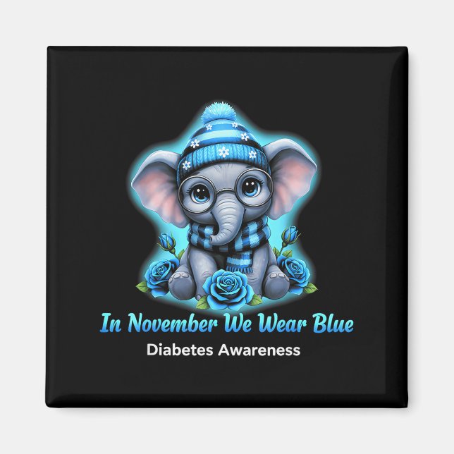 Imán In November We Wear Blue Diabetes Awareness Ribbon (Frente)