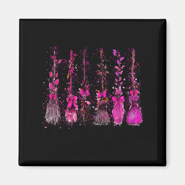 Imán In October We Wear Nk Broom Witch Breast Cancer Ha (Frente)