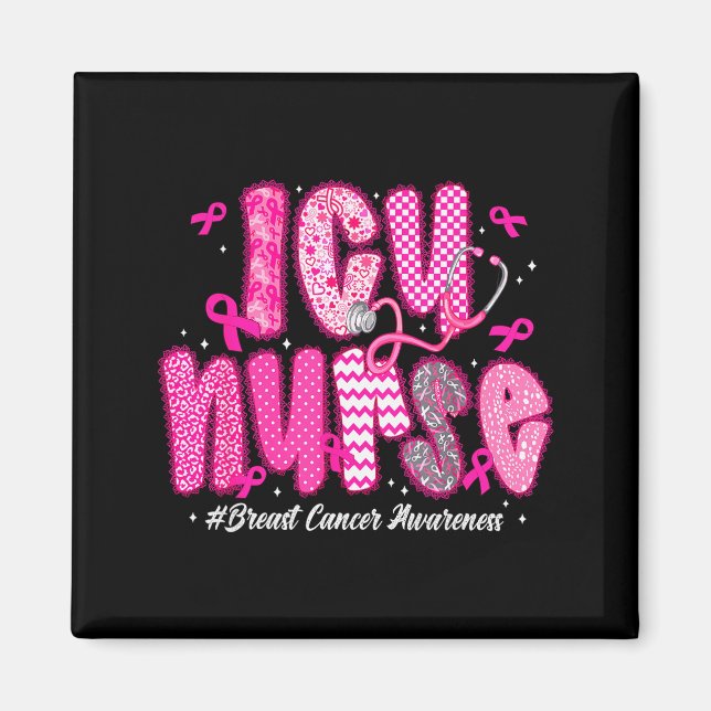Imán In October We Wear Nk Icu Nurse Breast Cancer Awar (Frente)