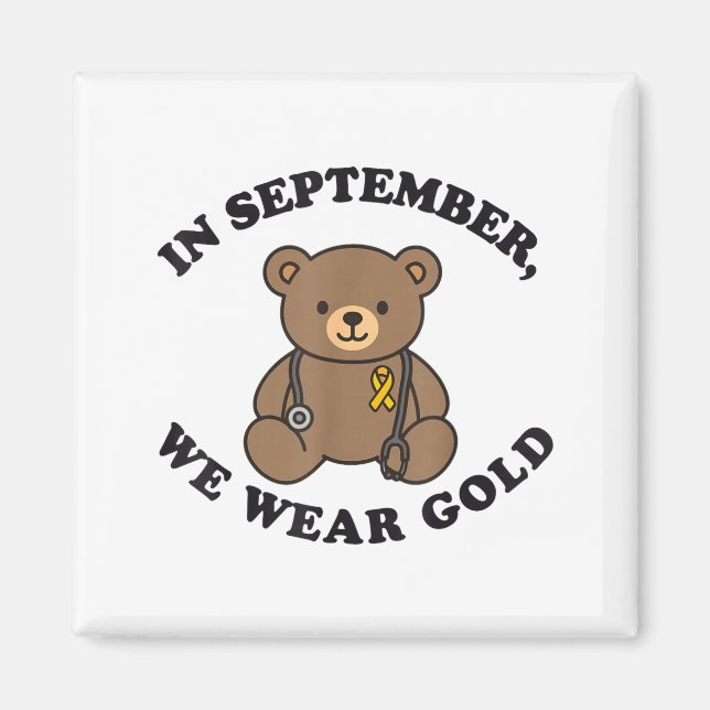 Imán In September We Wear Gold Pediatric Nurse Childhoo (Frente)