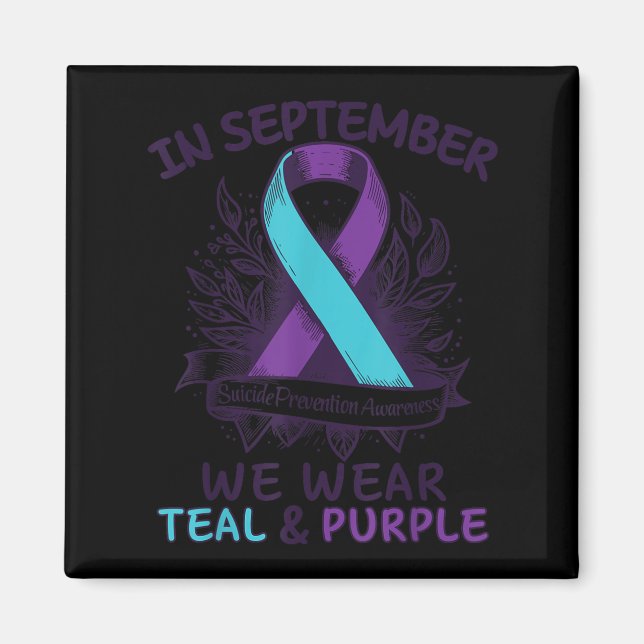Imán In September We Wear Teal Purple Ribbon Suicide Pr (Frente)