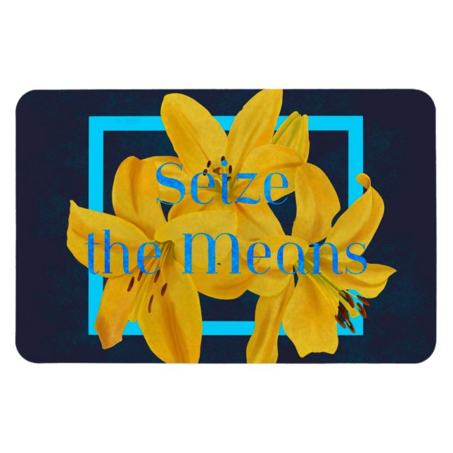 Imán Incautar los medios con Lirio azul y amarillo (Horizontal)