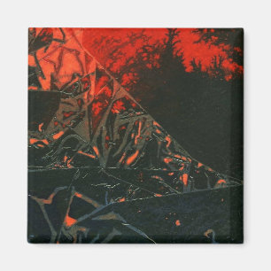 Imán "Incendio de pantano #3" Magnífico de arte abstra