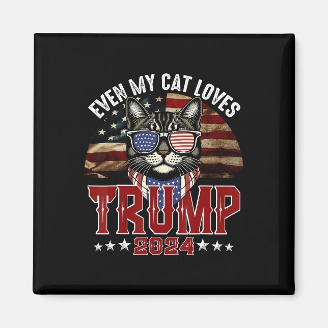 Imán Incluso Mi Gato Ama A Trump 2024 Usa Bandera Ameri (Frente)