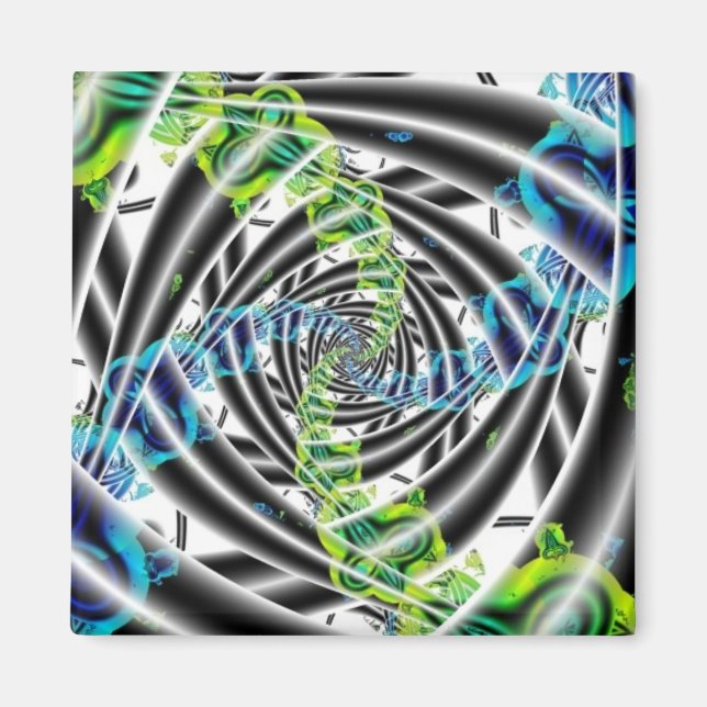 Imán Incompleto | Arte fractal azul y verde (Frente)