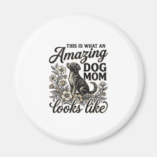 Imán Increíble diseño floral vintage de mamá de perro_1