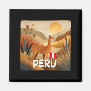 Imán Increíble Llama en Traje de Colores de Perú