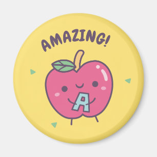 Imán Increíble Manzana Roja Adorable Con Alfabeto A, Mo